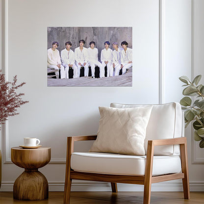BTS All White Photoshoot | K-Pop Boy Band Poster | Gift for Army Fan - Music Poster