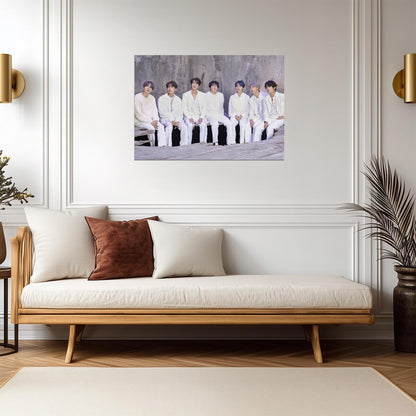 BTS All White Photoshoot | K-Pop Boy Band Poster | Gift for Army Fan - Music Poster