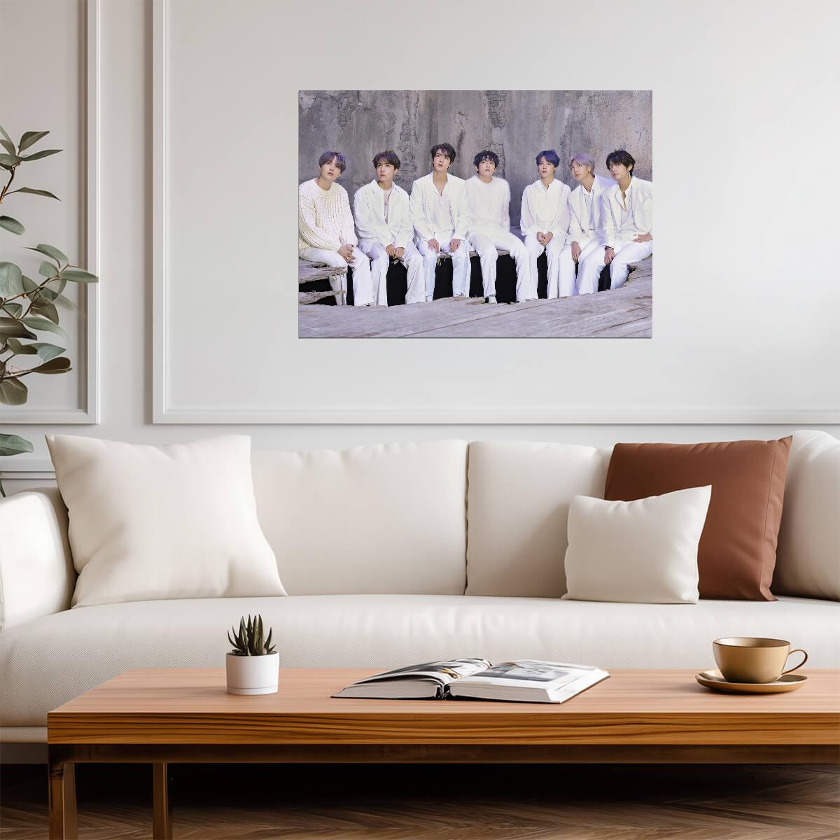 BTS All White Photoshoot | K-Pop Boy Band Poster | Gift for Army Fan - Music Poster