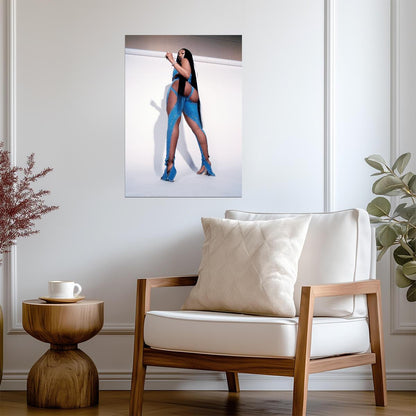 Megan Thee Stallion Blue Outfit Photoshoot | Music Star Poster | Sexy Hip Hop Art - Music Poster