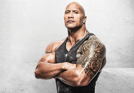 Dwayne Johnson The Rock Tattoo Portrait | Arms Crossed Fitness Poster | Sports Legend Art - Sports Poster