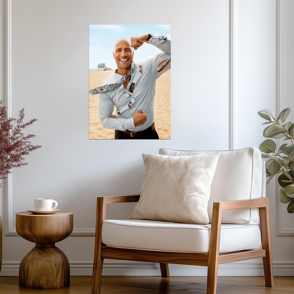 Dwayne Johnson The Rock | Beach Photoshoot Poster | Celebrity Wall Art - Celebrities Poster