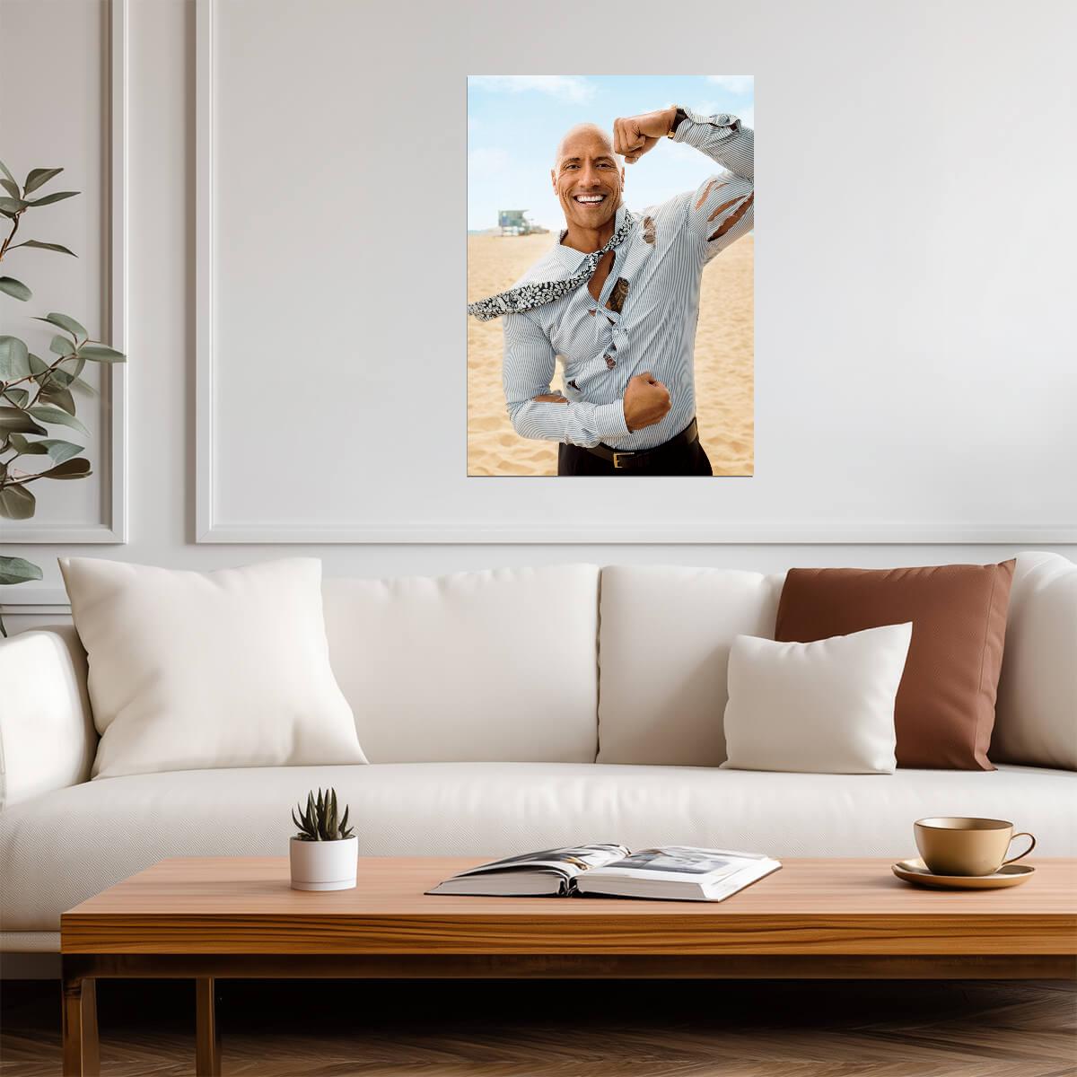 Dwayne Johnson The Rock | Beach Photoshoot Poster | Celebrity Wall Art - Celebrities Poster