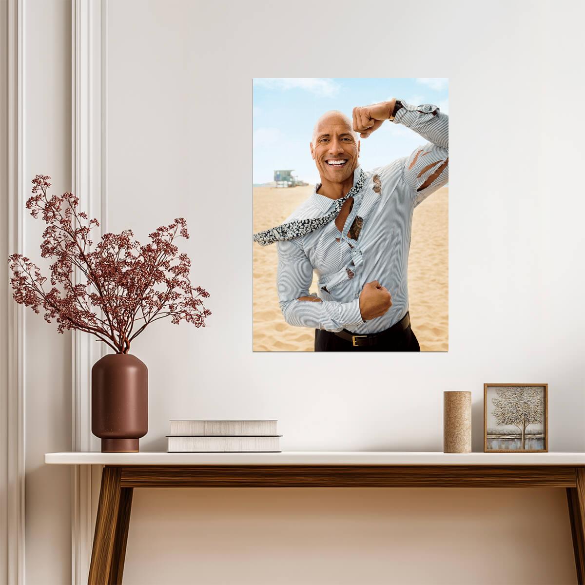 Dwayne Johnson The Rock | Beach Photoshoot Poster | Celebrity Wall Art - Celebrities Poster