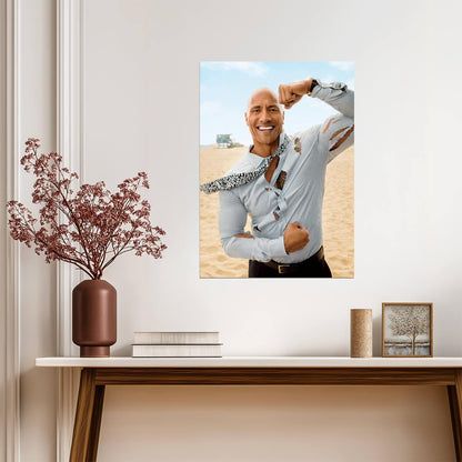 Dwayne Johnson The Rock | Beach Photoshoot Poster | Celebrity Wall Art - Celebrities Poster