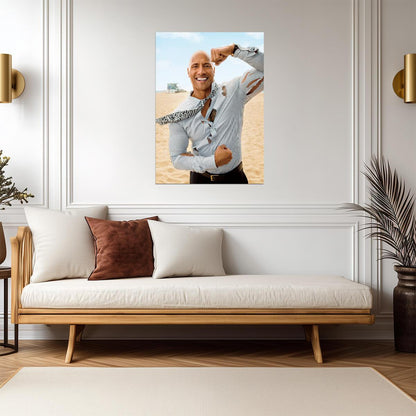 Dwayne Johnson The Rock | Beach Photoshoot Poster | Celebrity Wall Art - Celebrities Poster