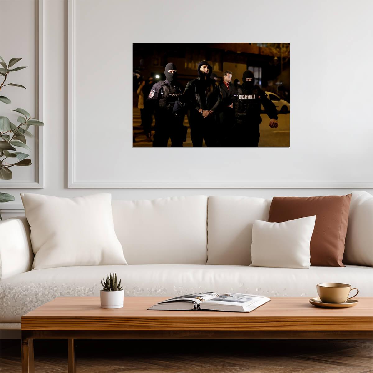 Andrew Tate & Tristan Tate Romanian Arrest Photo | Celebrity News Poster | Modern Pop Culture Art - Celebrities Poster