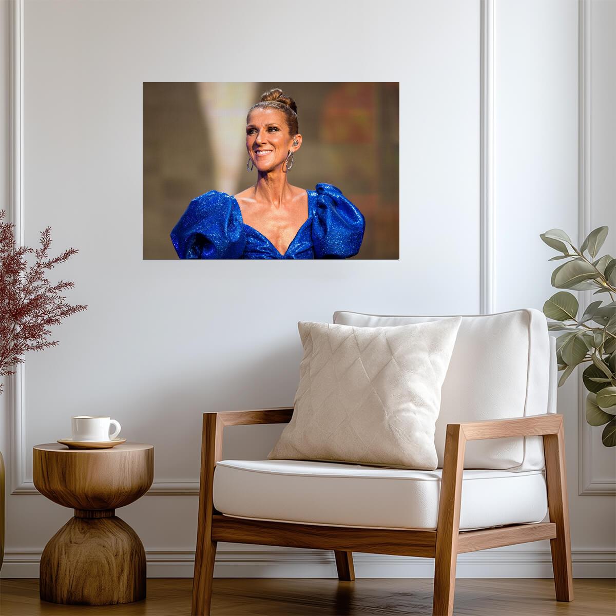 Celine Dion in Blue Gown | Live Concert Photo | Pop Music Legend Poster - Music Poster