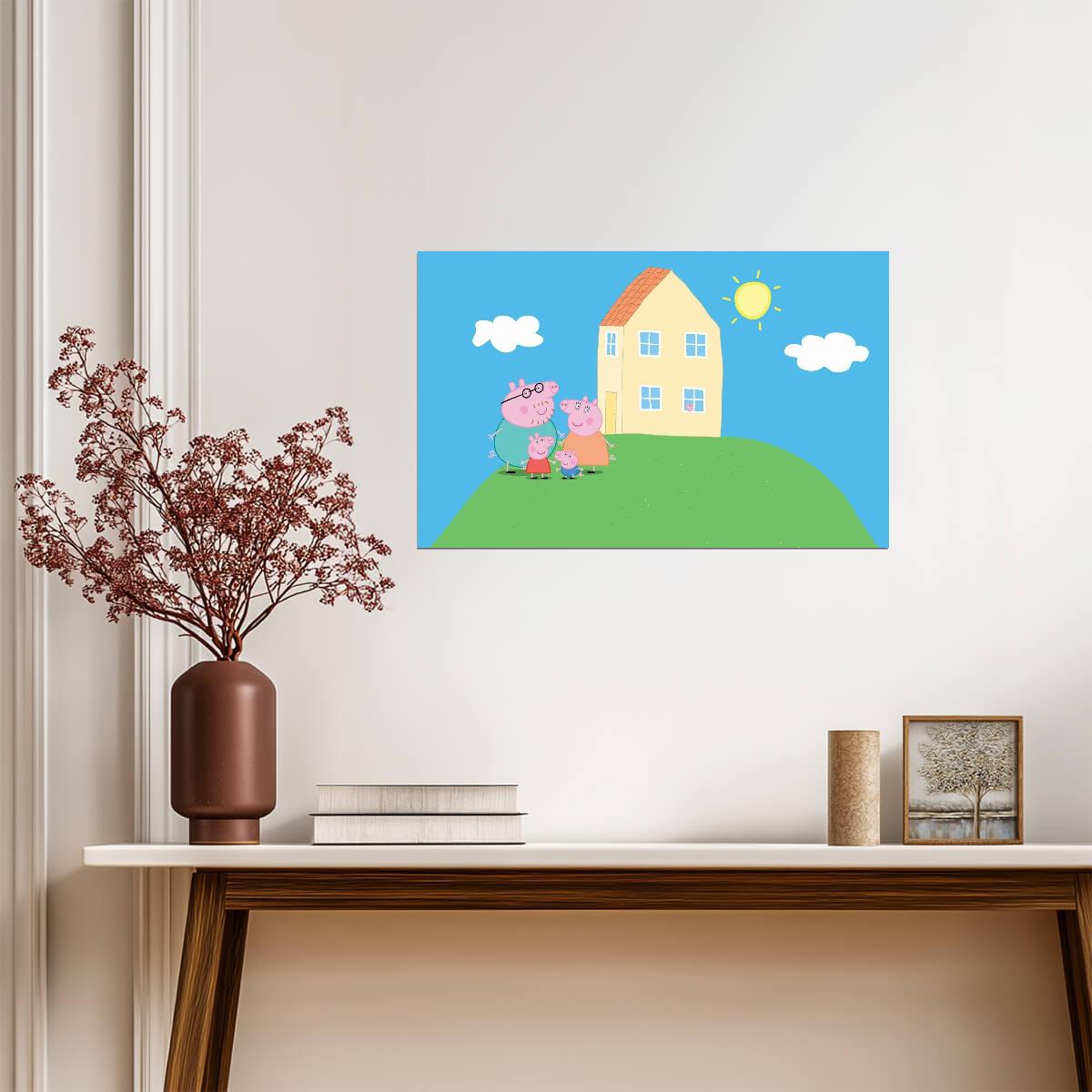 Peppa Pig Family & House | Daddy Mummy & George | Nursery Wall Art Poster - Movies & TV Poster
