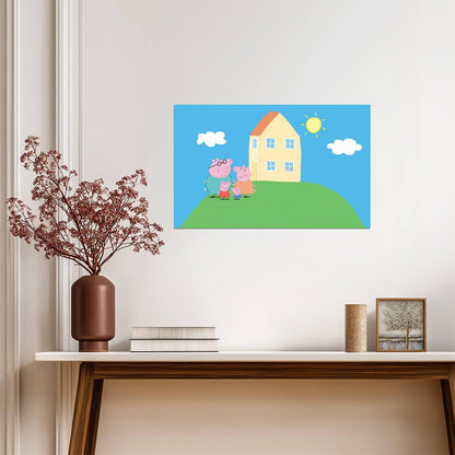 Peppa Pig Family & House | Daddy Mummy & George | Nursery Wall Art Poster - Movies & TV Poster