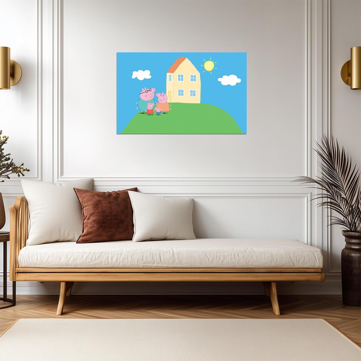 Peppa Pig Family & House | Daddy Mummy & George | Nursery Wall Art Poster - Movies & TV Poster