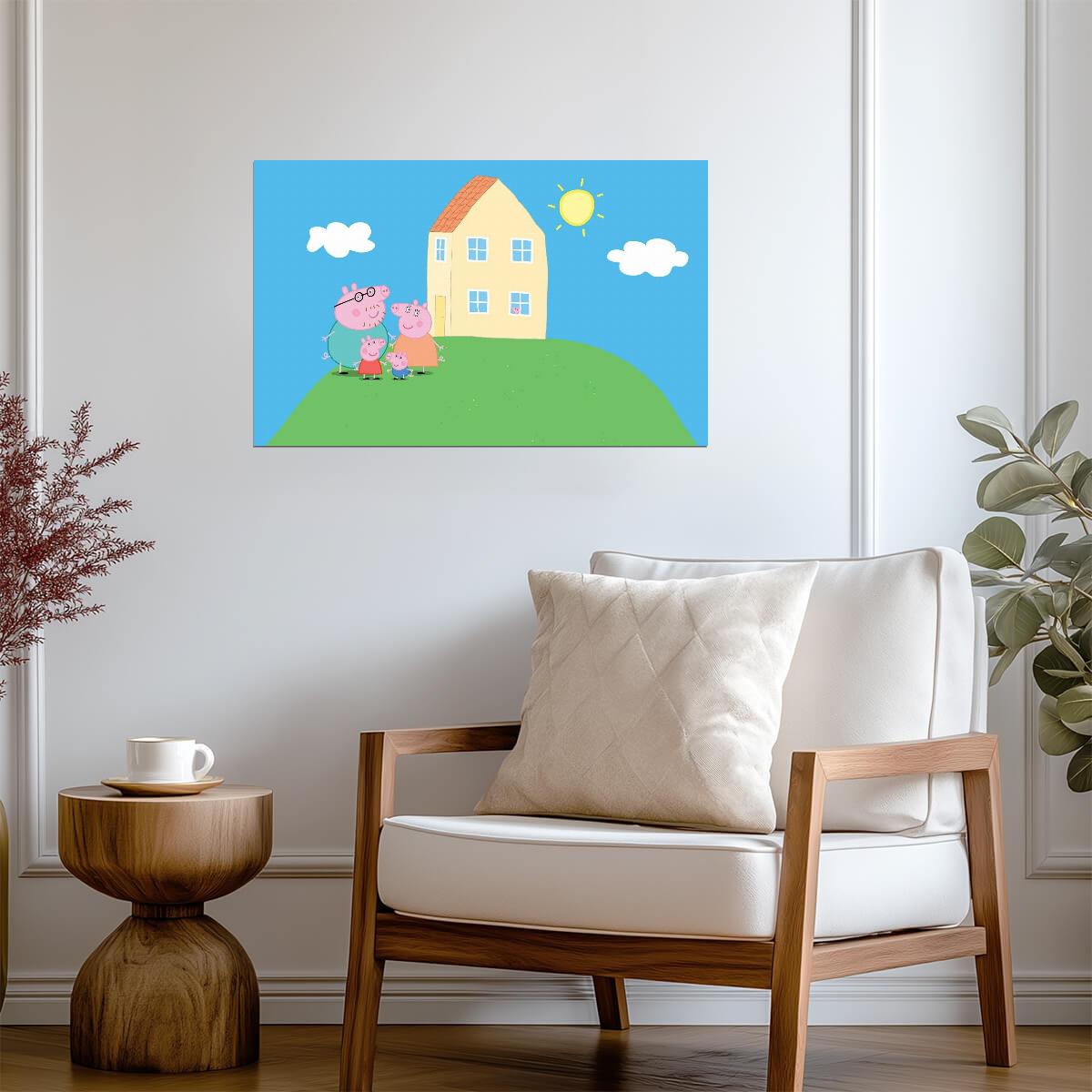 Peppa Pig Family & House | Daddy Mummy & George | Nursery Wall Art Poster - Movies & TV Poster