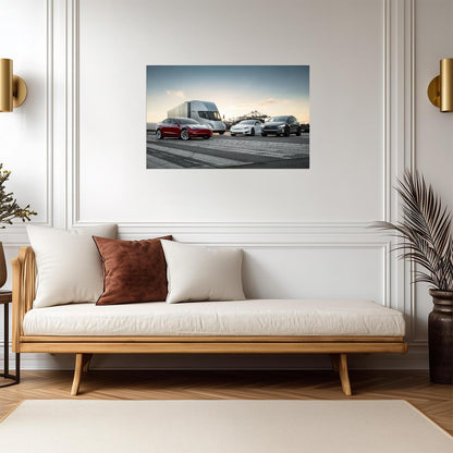Tesla Electric Vehicle Lineup | Model S X 3 and Semi Truck | Future of Transport Poster - Cars Poster
