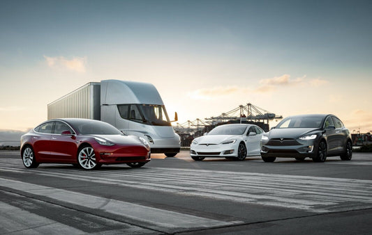 Tesla Electric Vehicle Lineup | Model S X 3 and Semi Truck | Future of Transport Poster - Cars Poster