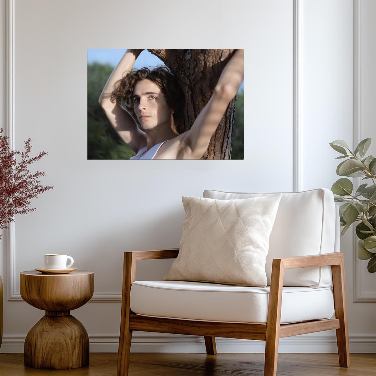 Timothée Chalamet Leaning on Tree | Outdoor Portrait Photo | Celebrity Heartthrob Poster - Celebrities Poster