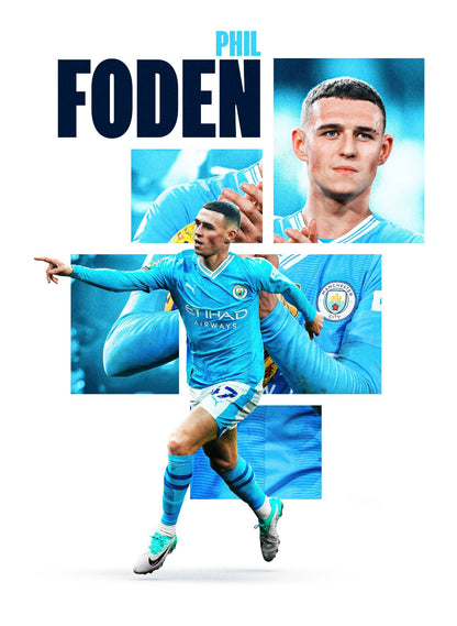 Phil Foden Stylized Art | Soccer Star Poster | Sports Graphic Print - Sports Poster