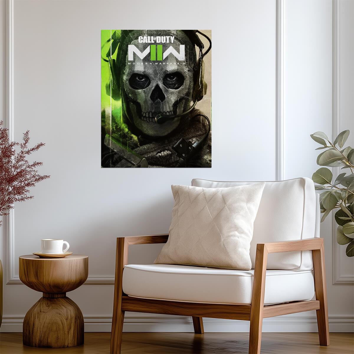 Call of Duty Modern Warfare II | Ghost Close-Up Skull Mask | Iconic FPS Game Character Art - Video Games Poster