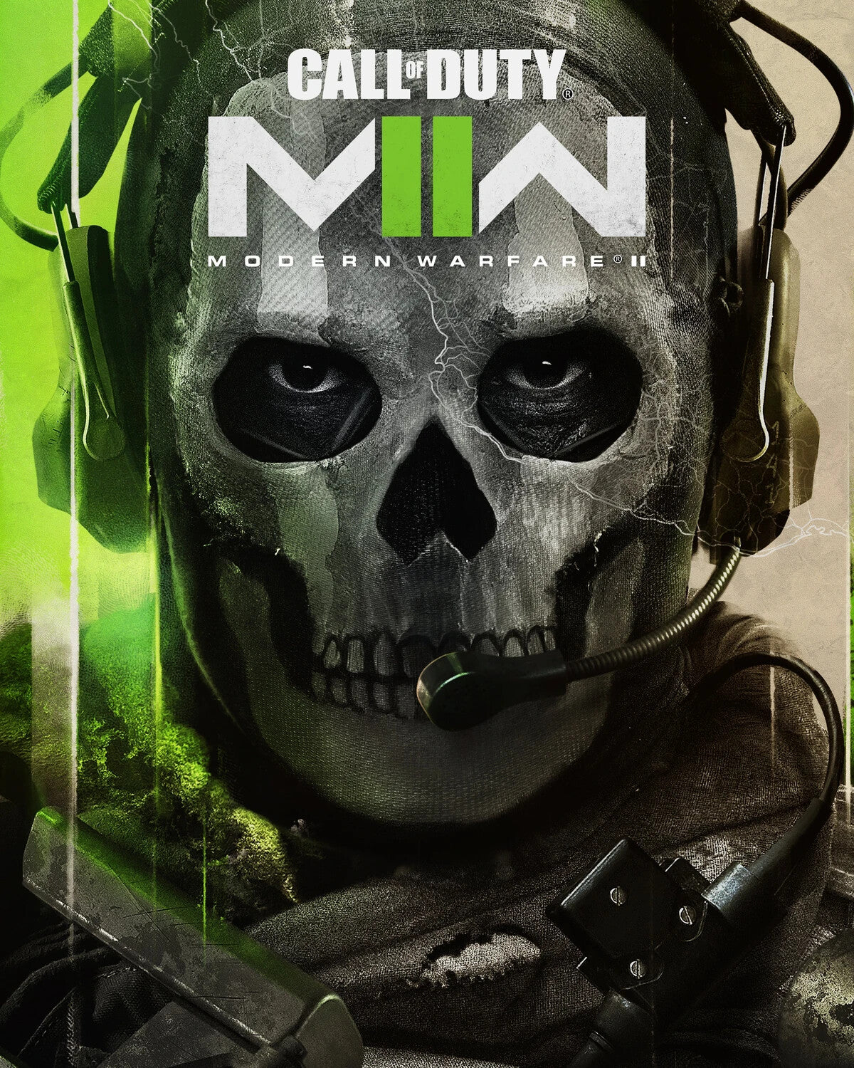 Call of Duty Modern Warfare II | Ghost Close-Up Skull Mask | Iconic FPS Game Character Art - Video Games Poster