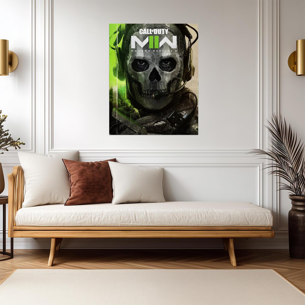Call of Duty Modern Warfare II | Ghost Close-Up Skull Mask | Iconic FPS Game Character Art - Video Games Poster