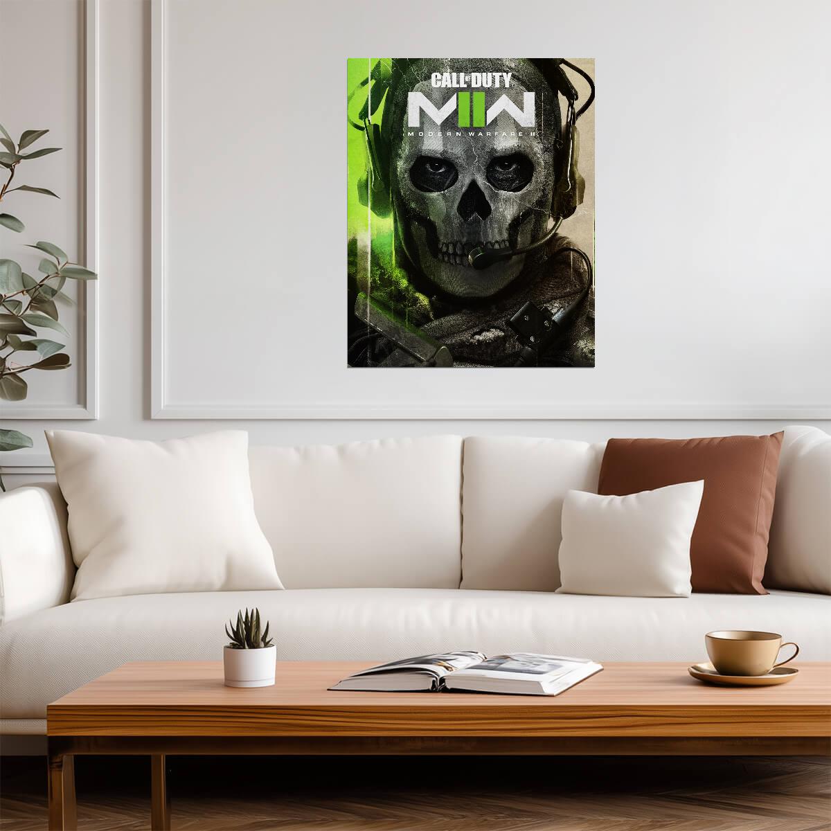 Call of Duty Modern Warfare II | Ghost Close-Up Skull Mask | Iconic FPS Game Character Art - Video Games Poster