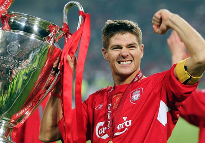 Steven Gerrard Liverpool | Champions League Trophy Poster | Soccer Legend Art - Sports Poster