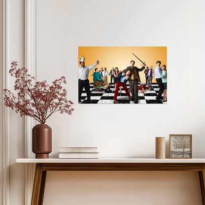 The Office US Chess Battle | Cast on Chessboard Key Art | Funny TV Show Poster - Movies & TV Poster