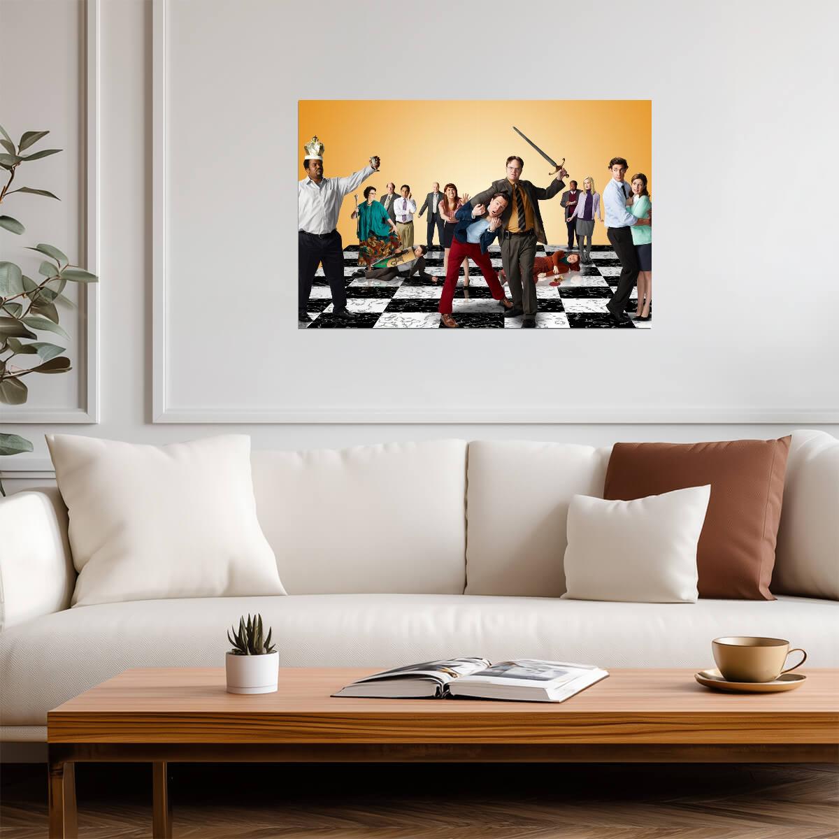 The Office US Chess Battle | Cast on Chessboard Key Art | Funny TV Show Poster - Movies & TV Poster