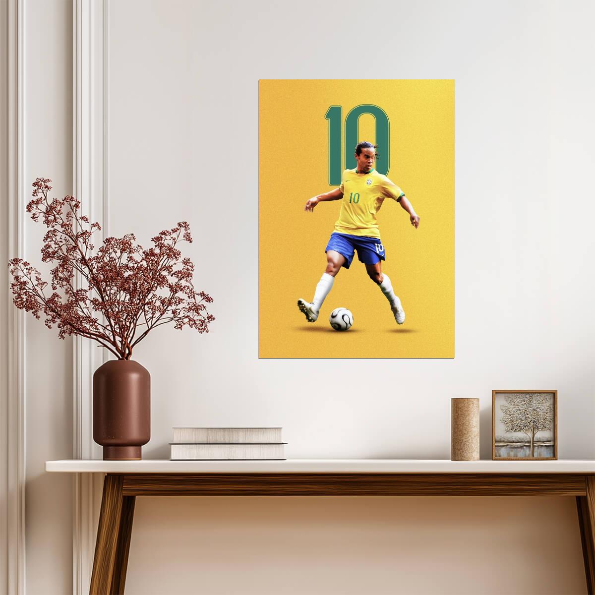 Ronaldinho Brazil 10 | Stylized Soccer Poster | Sports Art Print - Sports Poster