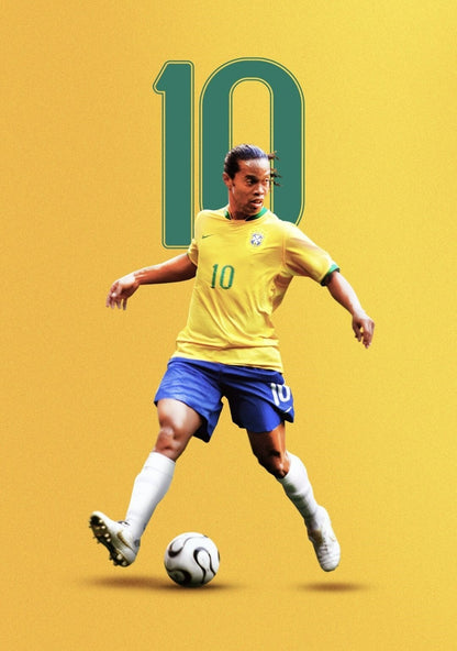 Ronaldinho Brazil 10 | Stylized Soccer Poster | Sports Art Print - Sports Poster