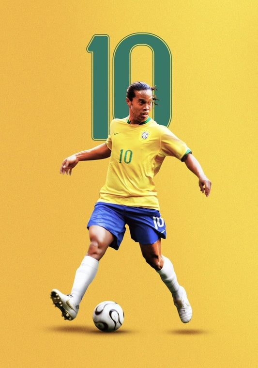 Ronaldinho Brazil 10 | Stylized Soccer Poster | Sports Art Print - Sports Poster