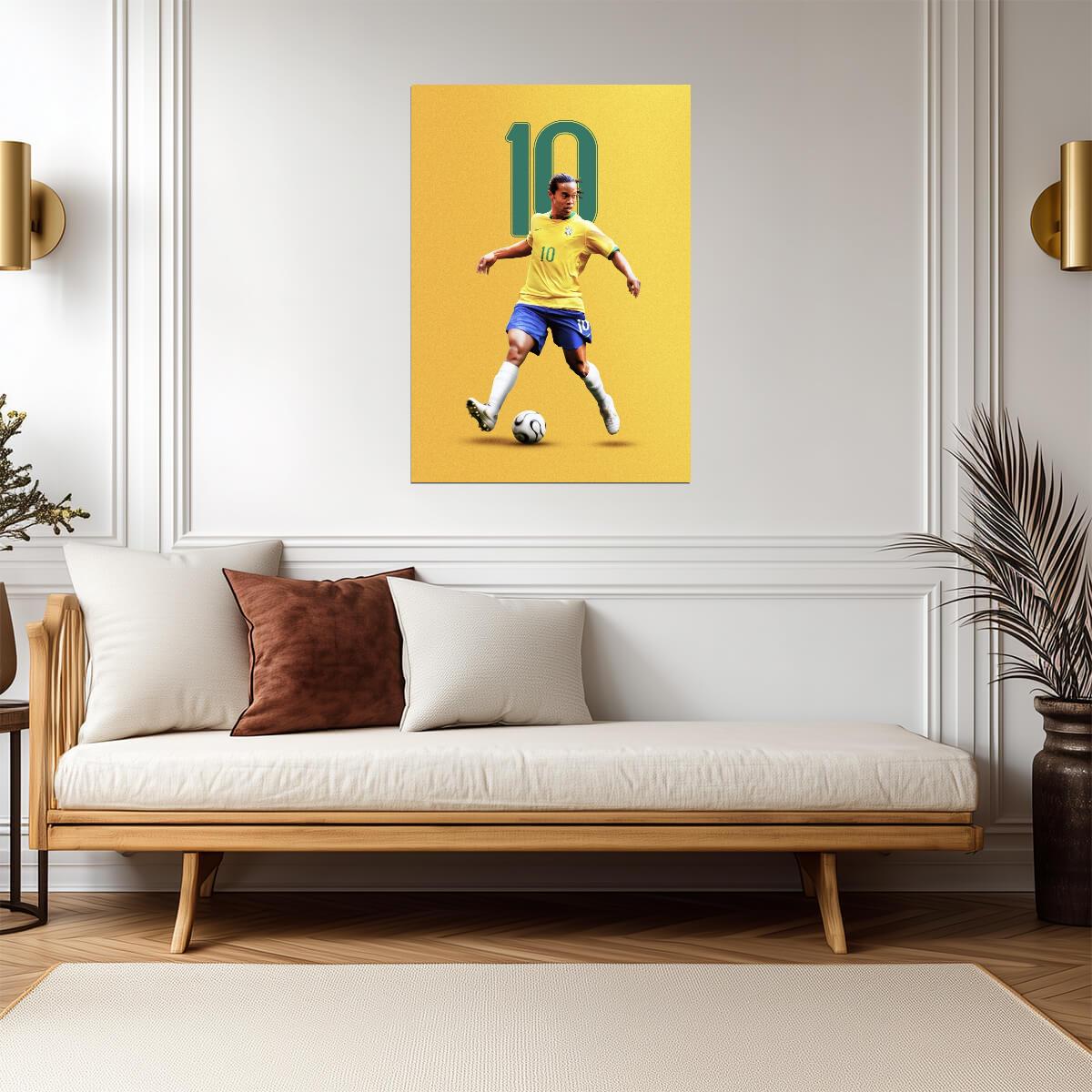 Ronaldinho Brazil 10 | Stylized Soccer Poster | Sports Art Print - Sports Poster