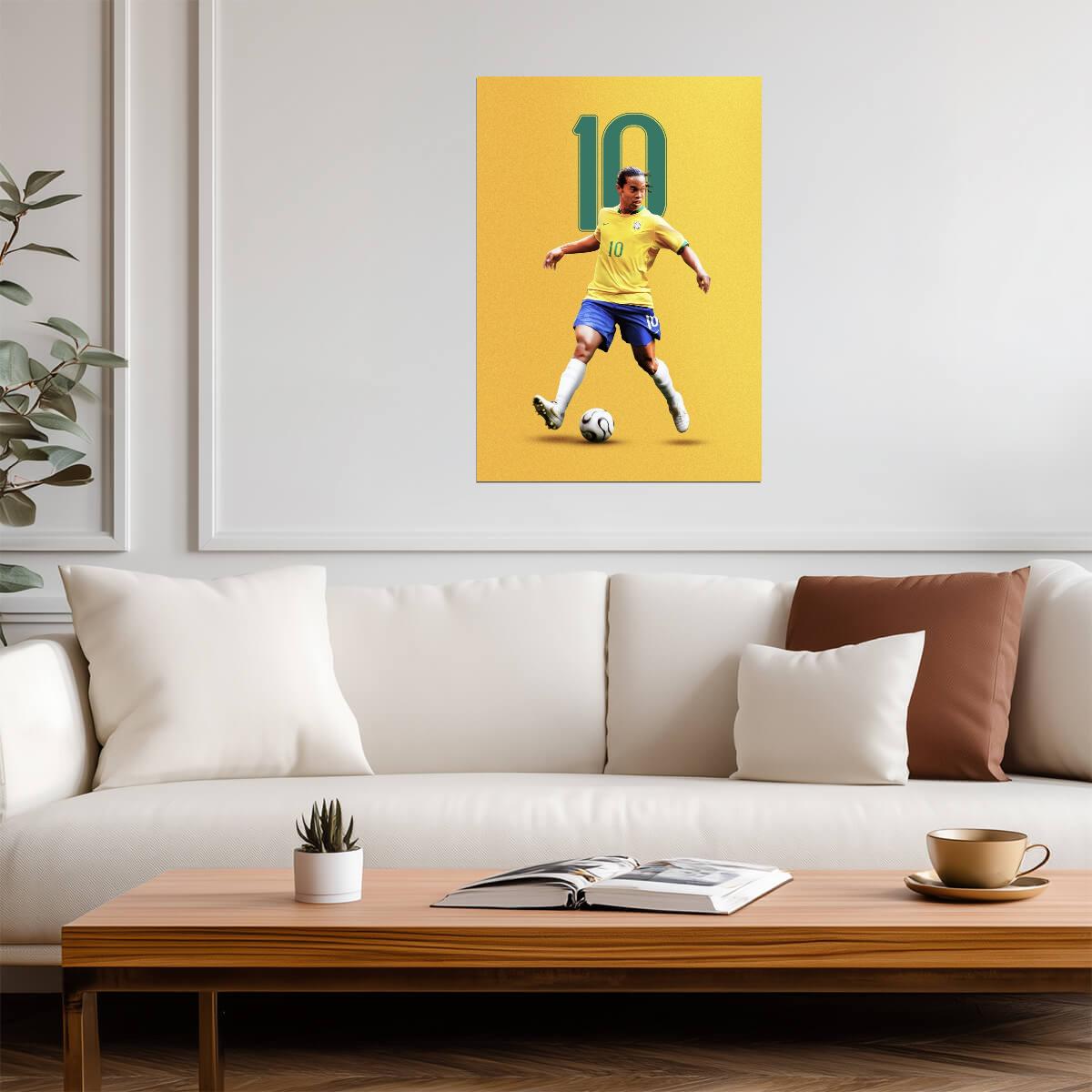 Ronaldinho Brazil 10 | Stylized Soccer Poster | Sports Art Print - Sports Poster