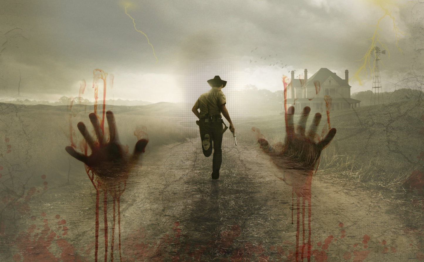 The Walking Dead Season 2 | Rick Grimes & Bloody Hands Overlay | Horror TV Show Poster - Movies & TV Poster