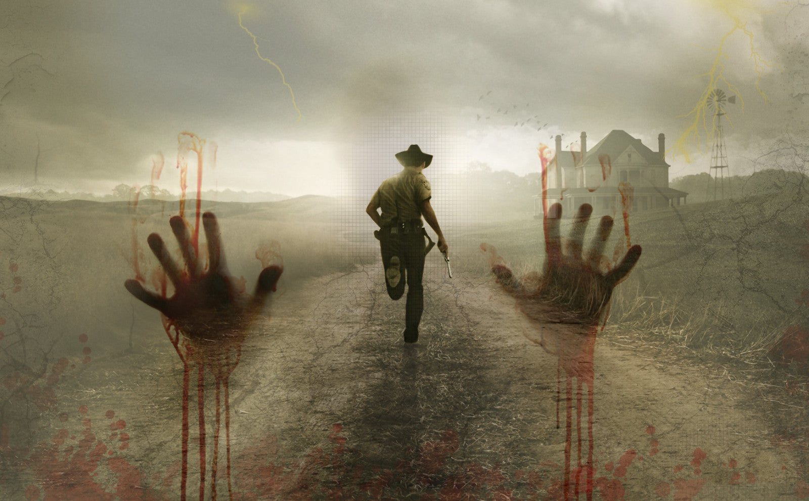 The Walking Dead Season 2 | Rick Grimes & Bloody Hands Overlay | Horror TV Show Poster - Movies & TV Poster