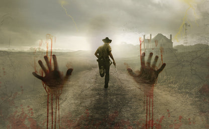 The Walking Dead Season 2 | Rick Grimes & Bloody Hands Overlay | Horror TV Show Poster - Movies & TV Poster