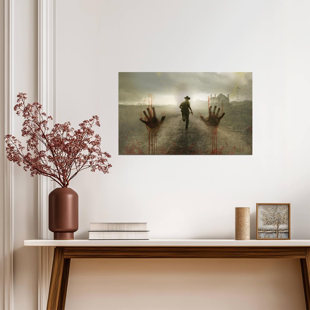 The Walking Dead Season 2 | Rick Grimes & Bloody Hands Overlay | Horror TV Show Poster - Movies & TV Poster