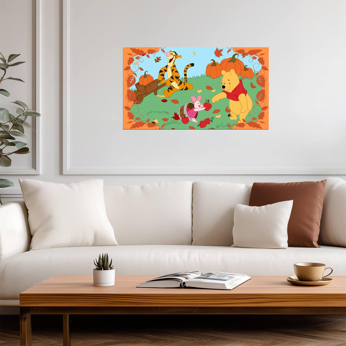 Winnie the Pooh & Friends | Autumn Pumpkin Patch Art | Nursery Decor Poster - Movies & TV Poster