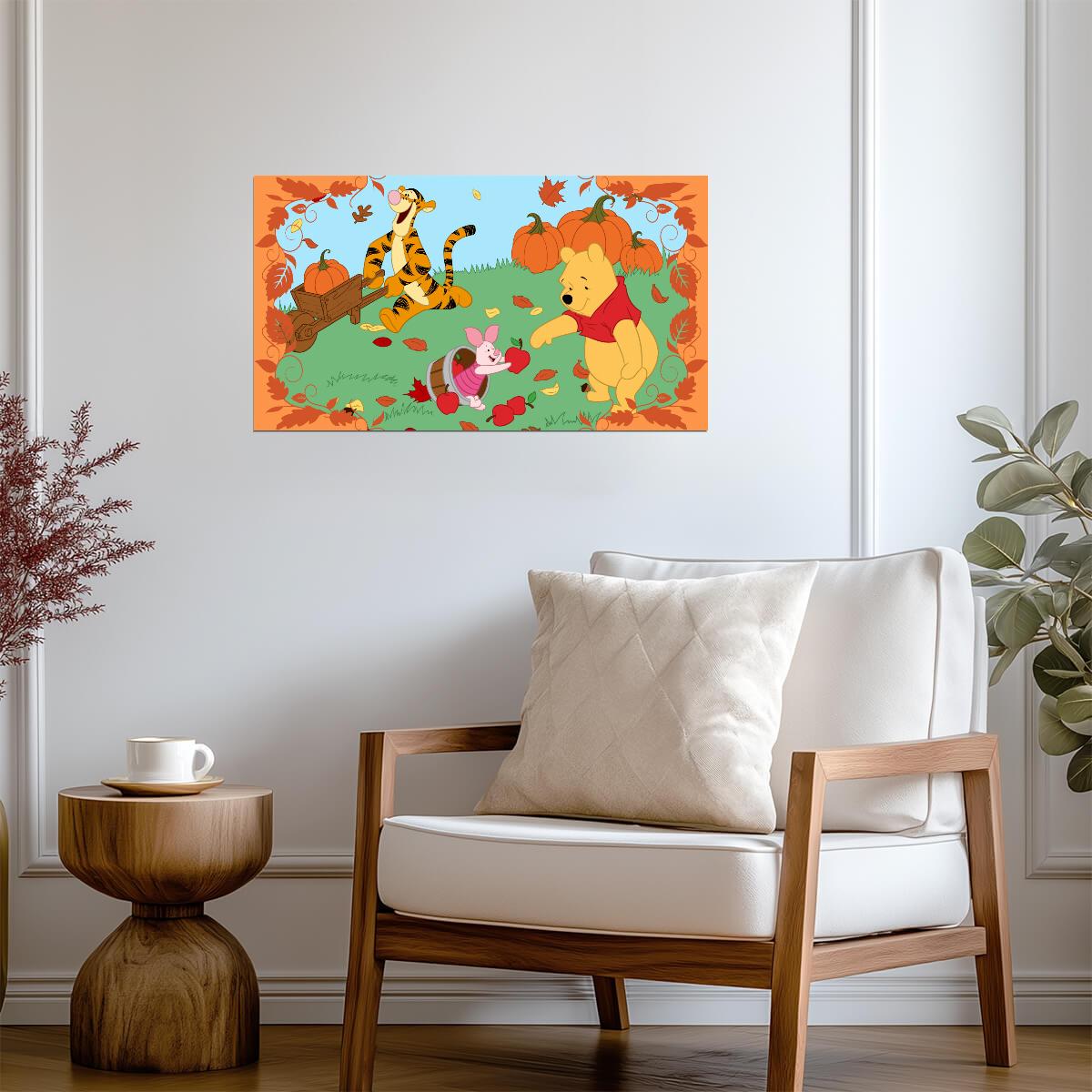 Winnie the Pooh & Friends | Autumn Pumpkin Patch Art | Nursery Decor Poster - Movies & TV Poster