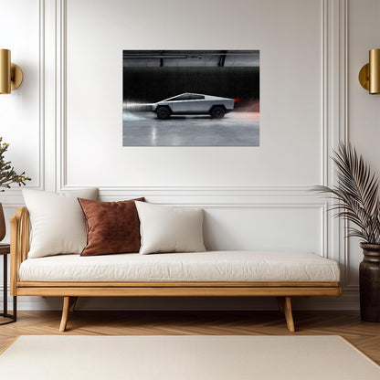 Tesla Cybertruck Side Profile | Futuristic Electric Truck Poster | Industrial Sci-Fi Automotive Art - Cars Poster