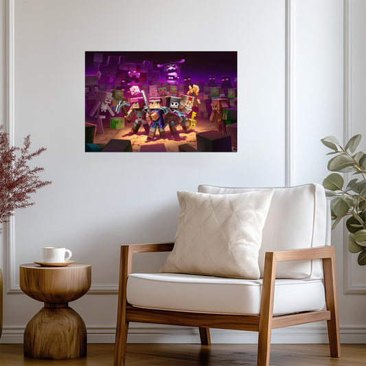 Minecraft Dungeons Heroes vs Mobs | Action RPG Game Poster | Gamer Gift Wall Art - Video Games Poster
