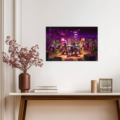 Minecraft Dungeons Heroes vs Mobs | Action RPG Game Poster | Gamer Gift Wall Art - Video Games Poster