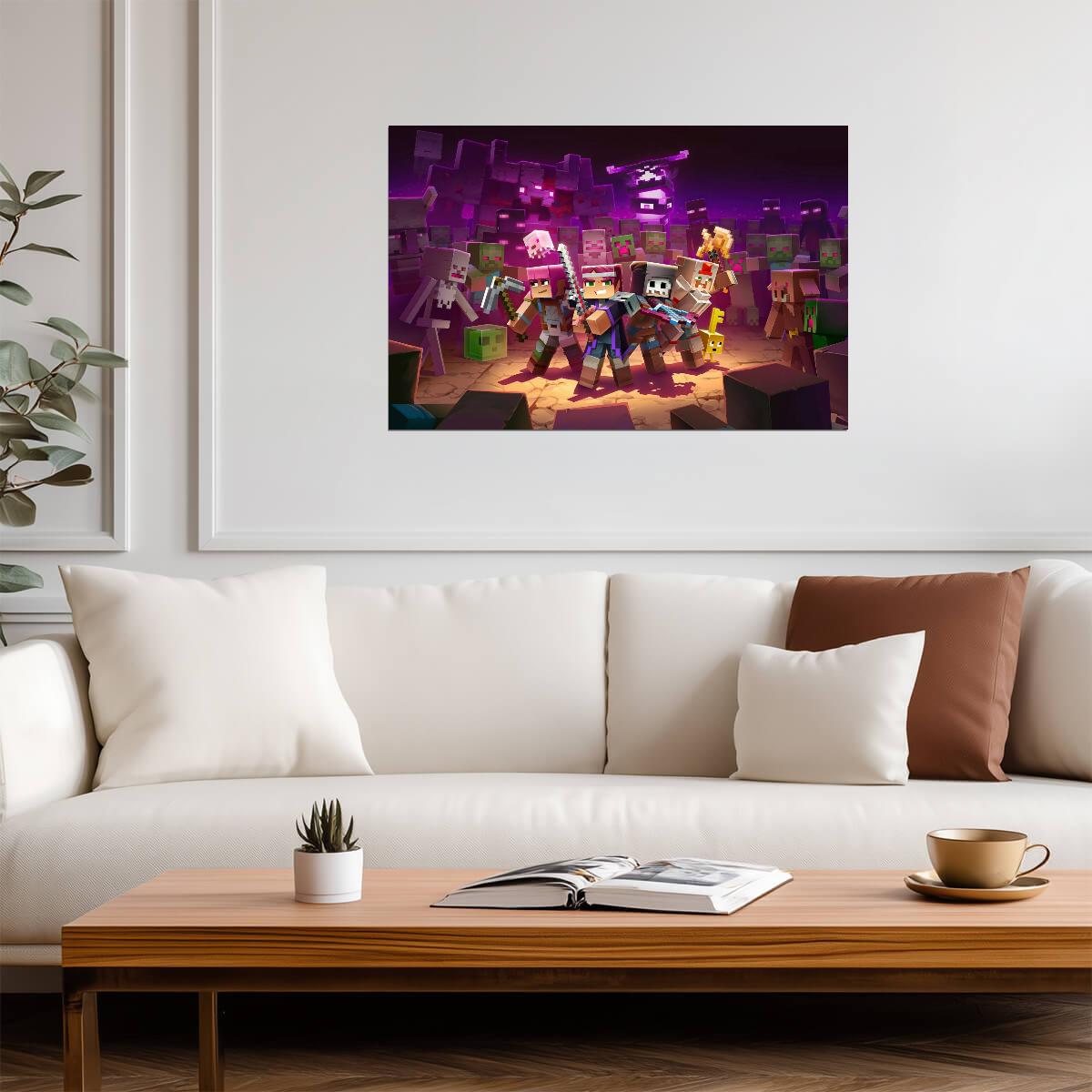 Minecraft Dungeons Heroes vs Mobs | Action RPG Game Poster | Gamer Gift Wall Art - Video Games Poster