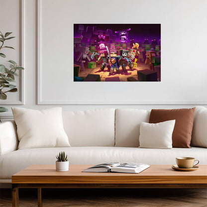 Minecraft Dungeons Heroes vs Mobs | Action RPG Game Poster | Gamer Gift Wall Art - Video Games Poster