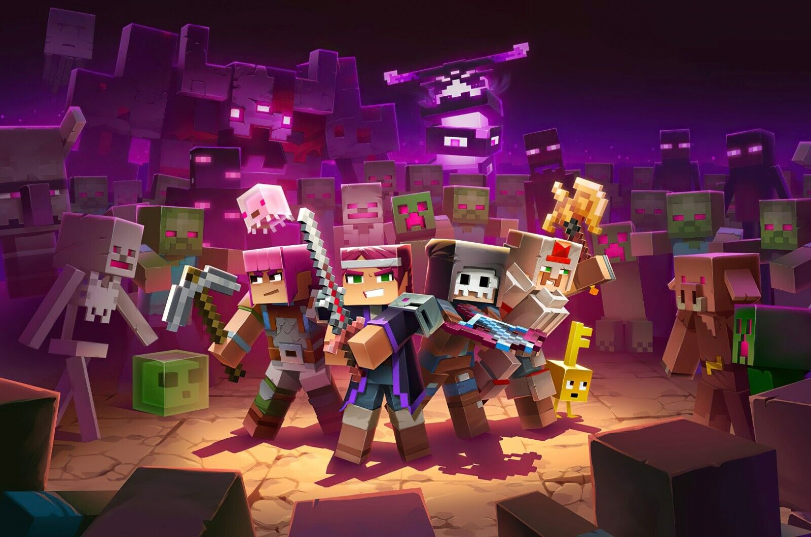 Minecraft Dungeons Heroes vs Mobs | Action RPG Game Poster | Gamer Gift Wall Art - Video Games Poster