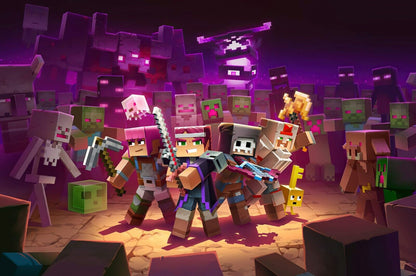 Minecraft Dungeons Heroes vs Mobs | Action RPG Game Poster | Gamer Gift Wall Art - Video Games Poster