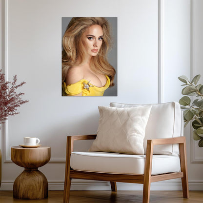 Adele Yellow Dress | Music Poster | Glamour Portrait Decor - Music Poster