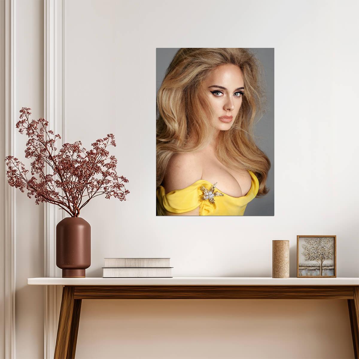 Adele Yellow Dress | Music Poster | Glamour Portrait Decor - Music Poster