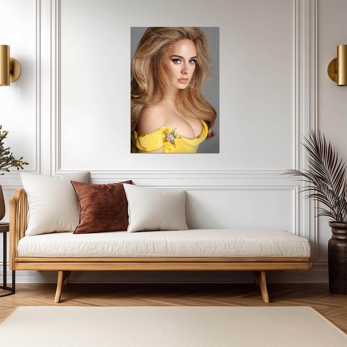 Adele Yellow Dress | Music Poster | Glamour Portrait Decor - Music Poster