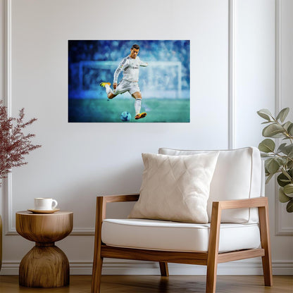 Cristiano Ronaldo Real Madrid | Kicking Soccer Ball Poster | Sports Wall Art - Sports Poster