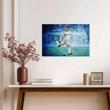 Cristiano Ronaldo Real Madrid | Kicking Soccer Ball Poster | Sports Wall Art - Sports Poster